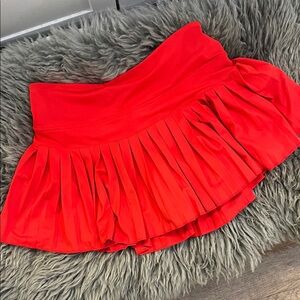 Vibrant Red Mini Skort with Pleats